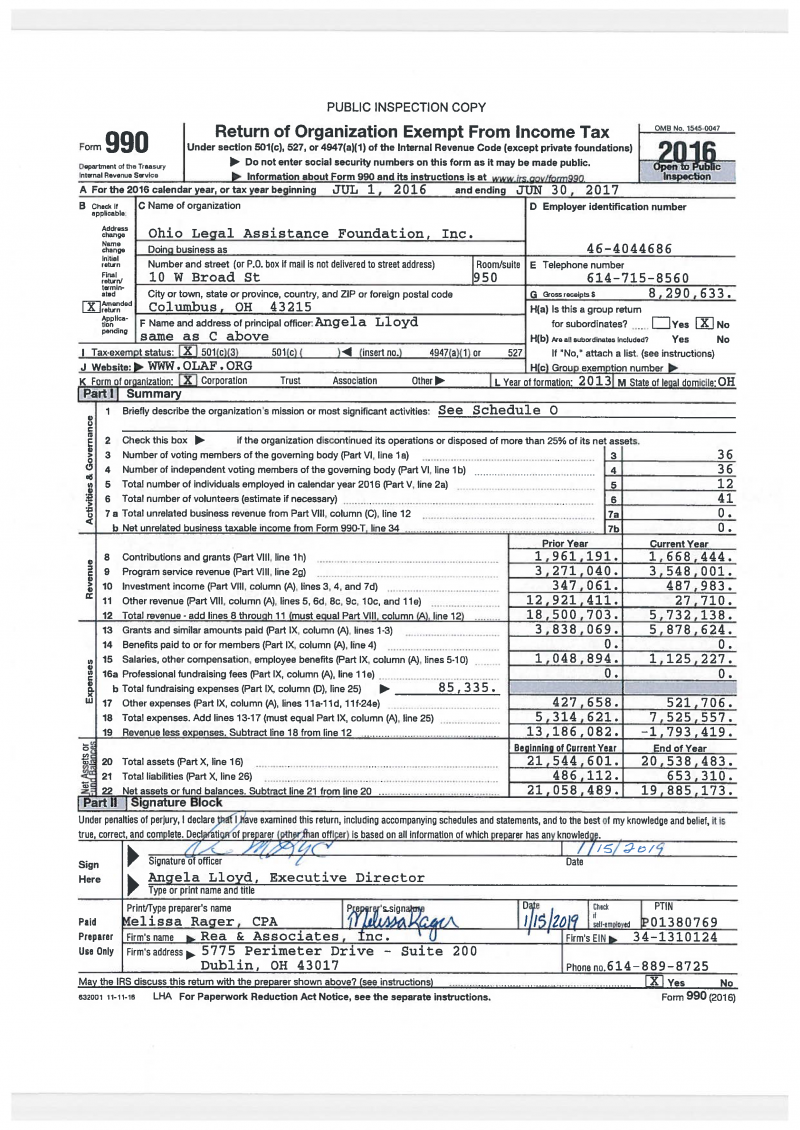 Form 990 Ohio Access to Justice Foundation